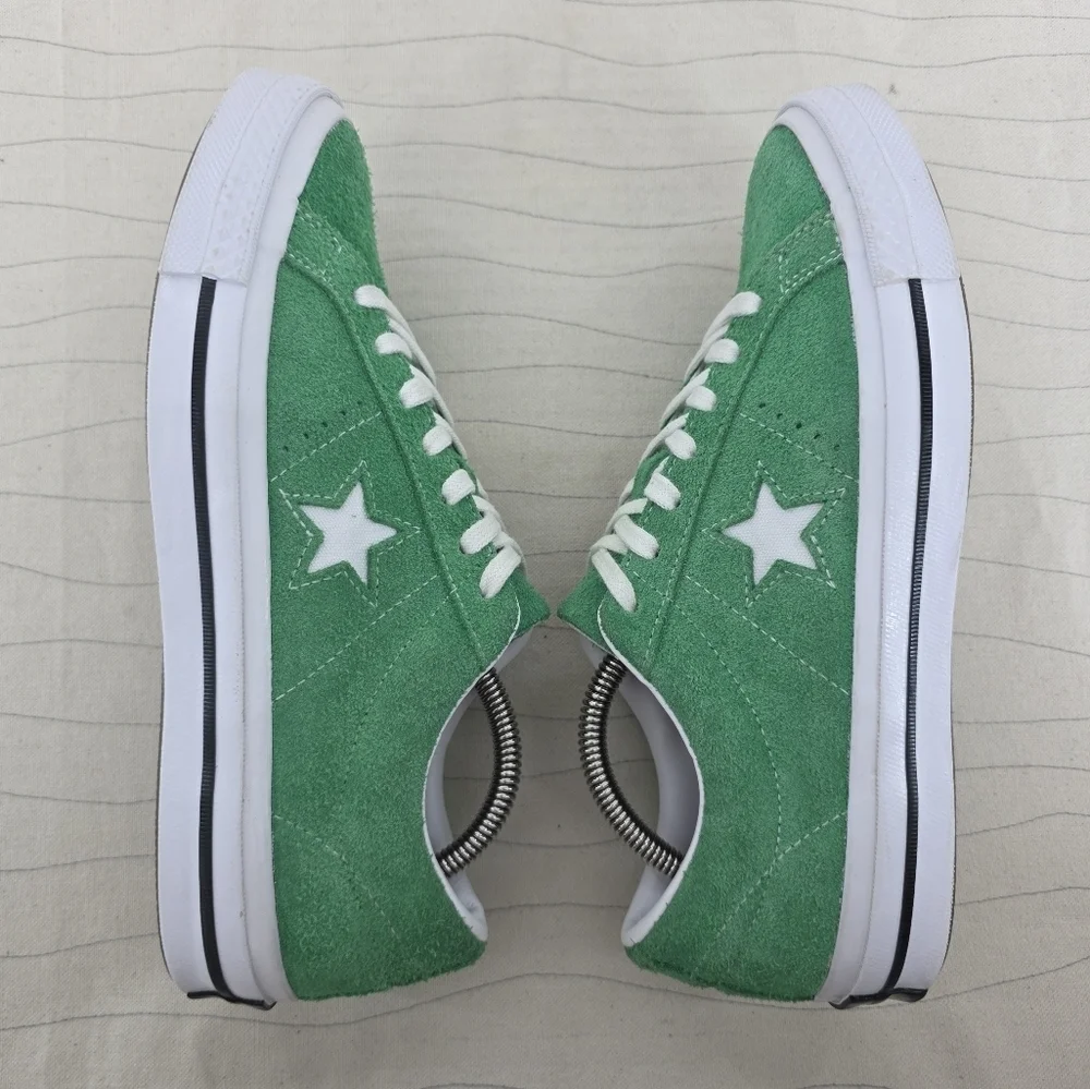 Converse Mens One Star Ox Green Suede White Sneakers Shoes 161240C Size 7.5 - Picture 8 of 11